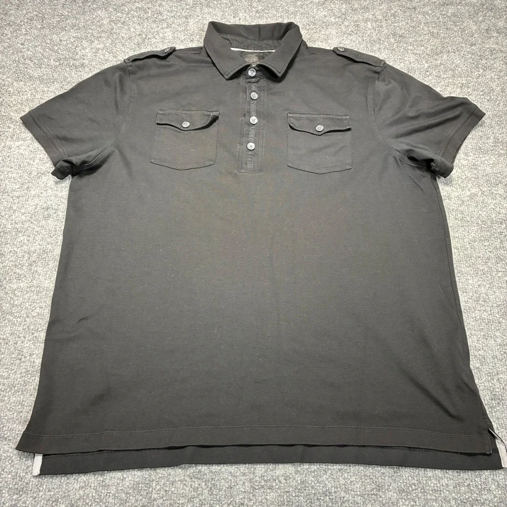 Banana Republic Polo Shirt‎ Mens XL Charcoal Gray Short Sleeve Utility Pockets